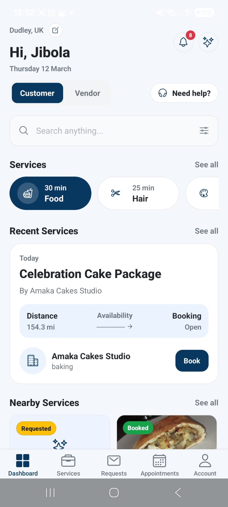 Owo360 customer dashboard screenshot