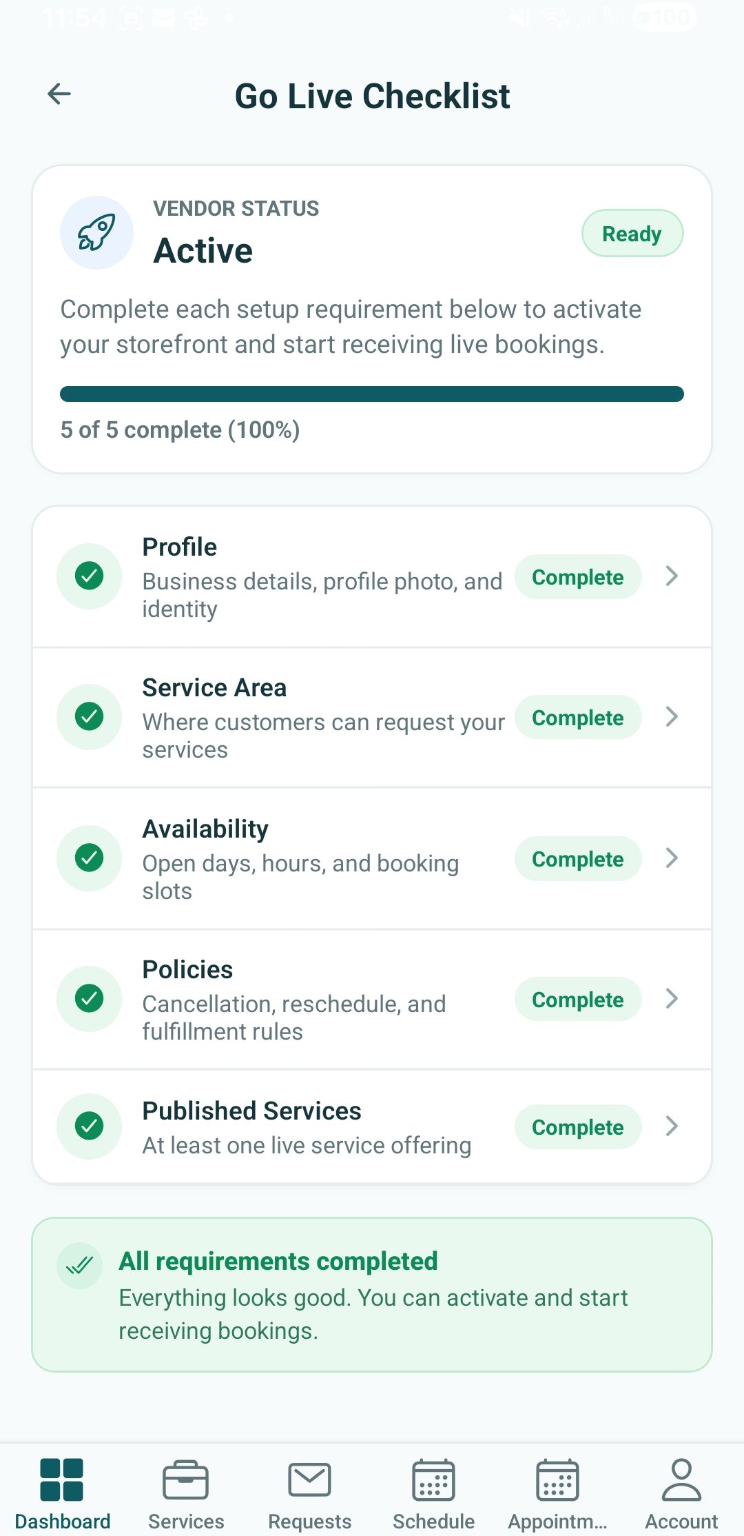 Owo360 vendor go-live screenshot
