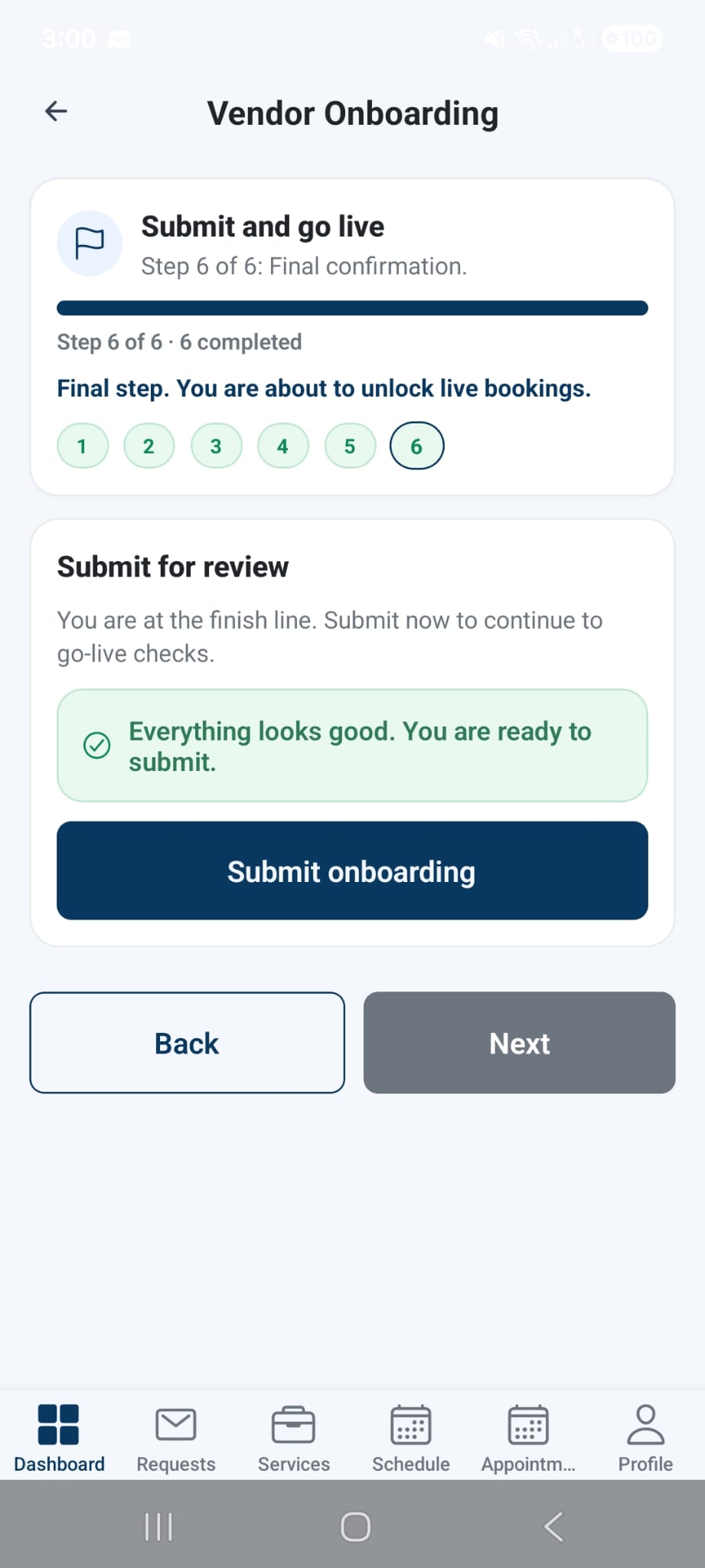 Owo360 vendor onboarding screenshot
